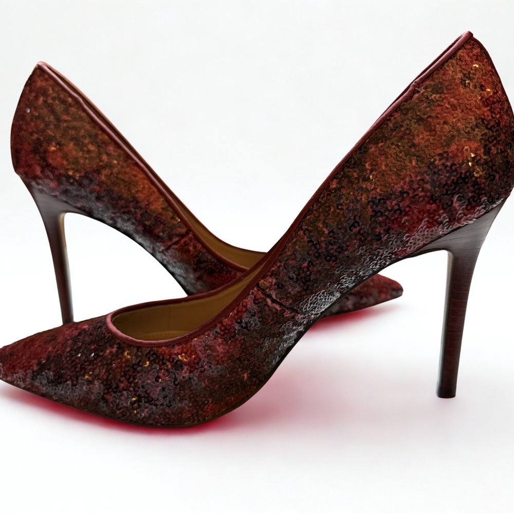 Stunning Sam Edelman Hazel Deep Cabernet  Sequin Stiletto Heels 3.75 inches